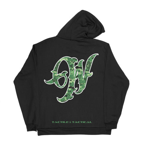 Digi Camo: Green On Black - Hoodie